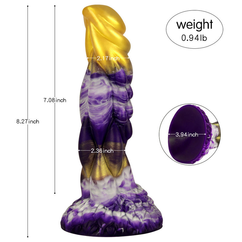 0.94lb Metal Purple Silicone Dildo With Realistic Texture For Penetration Play